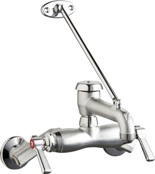 Chicago Faucet Commercial Two Handle Mop Sink Faucet Rough Chrome
