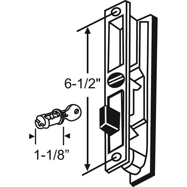 Patio Door Handle Chrome Plated, Flush Mount