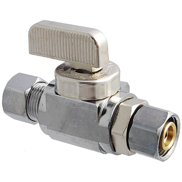 Straight Supply Stop 1/4 Turn, 3/8" X 3/8" Comp.